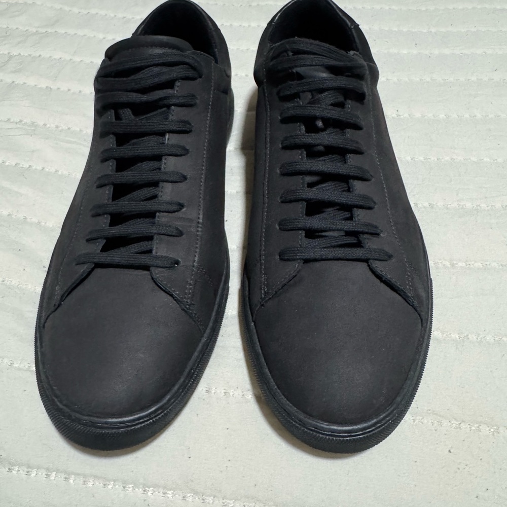 Oliver Cabell Black Minimalist Sneakers - Nubuck Leather Matte Black